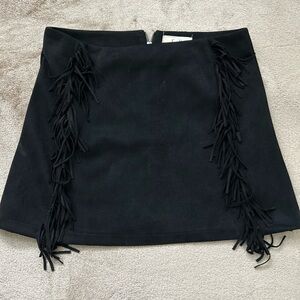 Chelsea & Violet Black Mini Skirt with Fringe